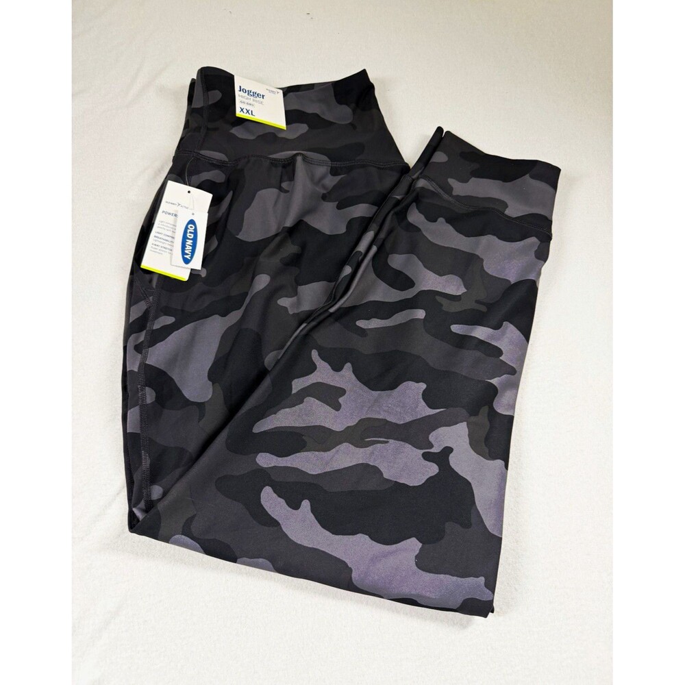Old Navy Powersoft Go-Dry High Rise Jogger Leggings XXL Black Gray Camo 453
